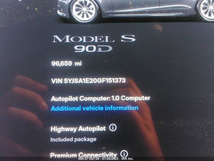 2016 TESLA MODEL S - 5YJSA1E20GF151373