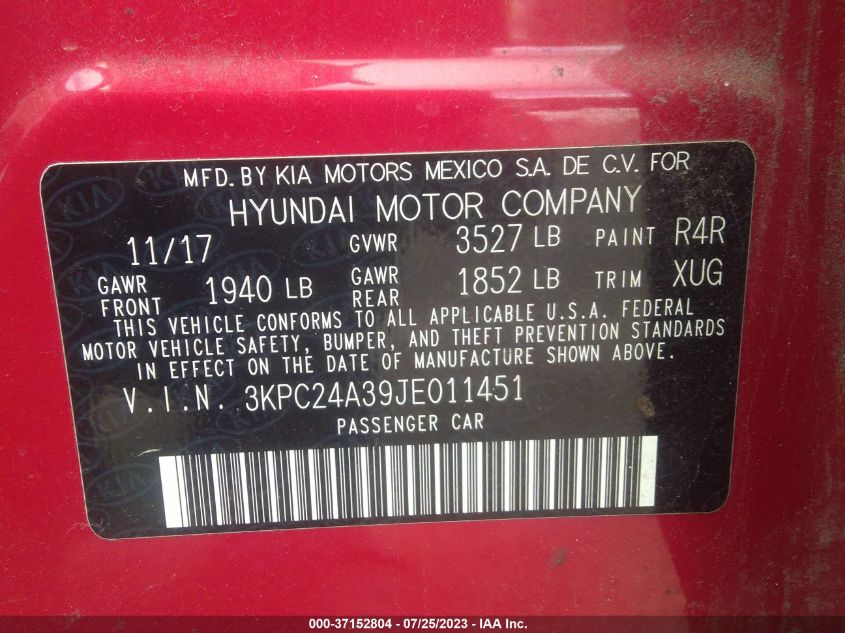 2018 HYUNDAI ACCENT SE - 3KPC24A39JE011451