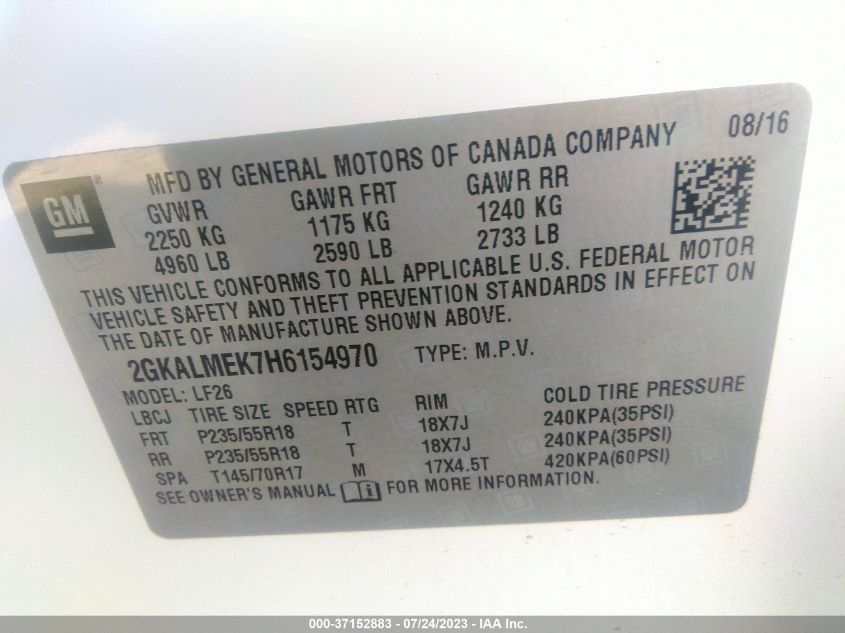 2017 GMC TERRAIN SLE - 2GKALMEK7H6154970