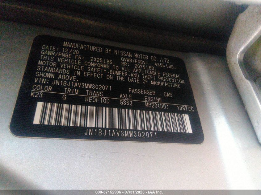 2021 NISSAN ROGUE SPORT S - JN1BJ1AV3MW302071