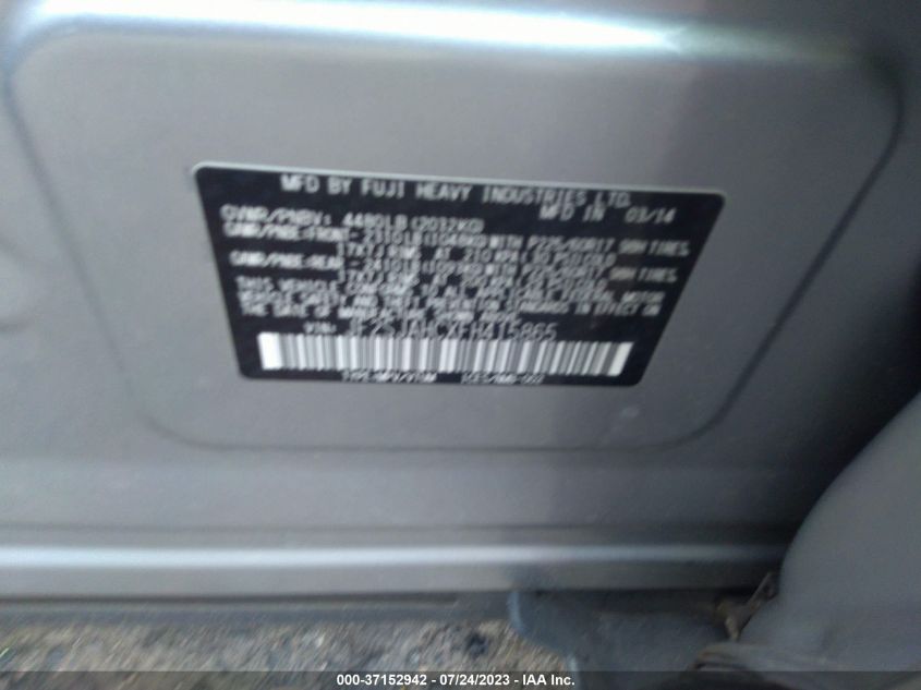 2015 SUBARU FORESTER 2.5I LIMITED - JF2SJAHCXFH415865
