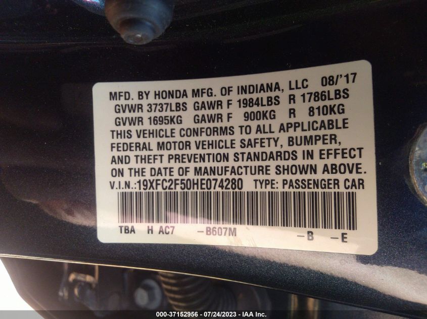 2017 HONDA CIVIC SEDAN LX - 19XFC2F50HE074280