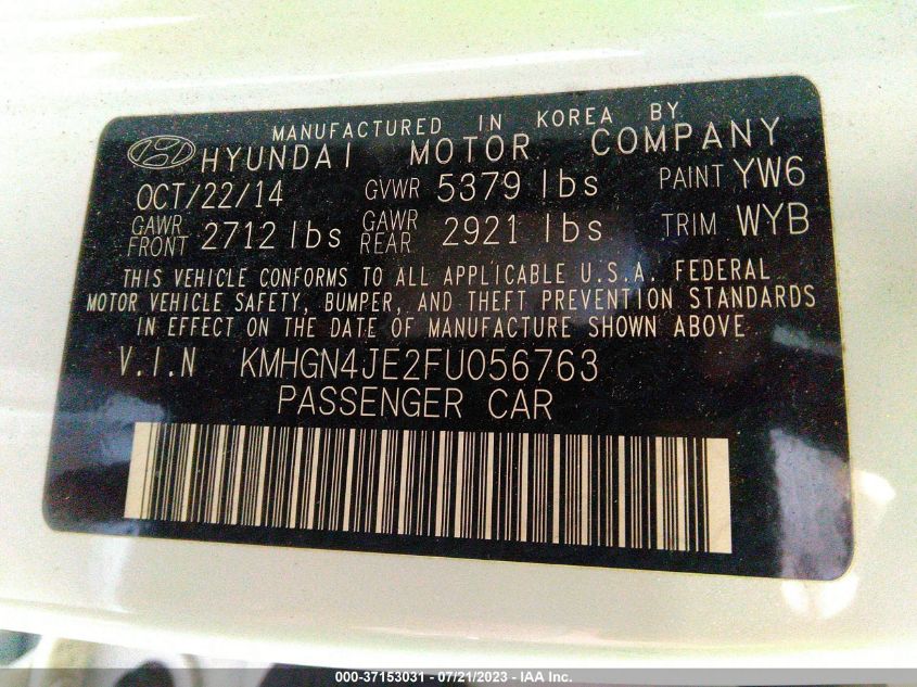 2015 HYUNDAI GENESIS 3.8L - KMHGN4JE2FU056763