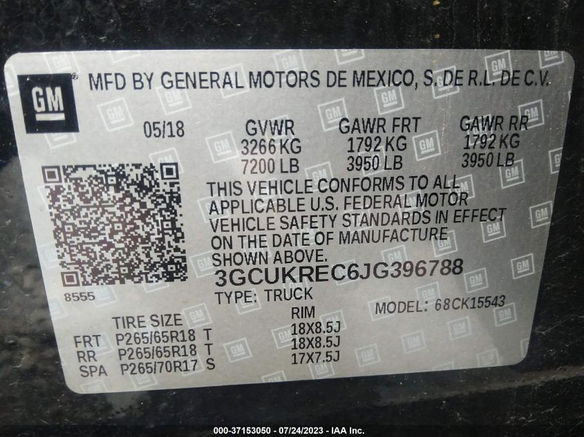 2018 CHEVROLET SILVERADO 1500 LT - 3GCUKREC6JG396788