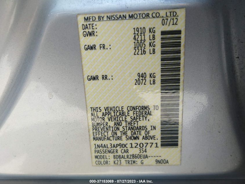 2013 NISSAN ALTIMA 2.5 S - 1N4AL3AP9DC120771