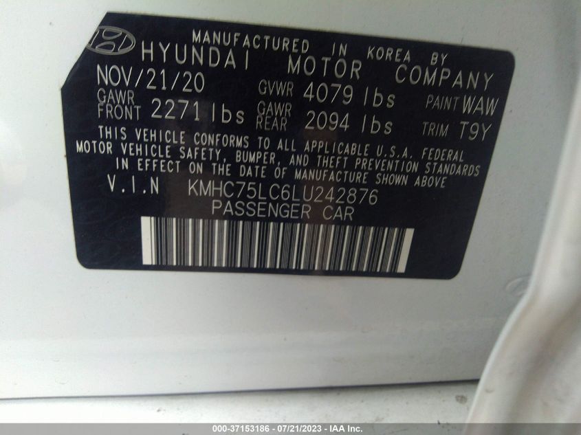 2020 HYUNDAI IONIQ HYBRID SE - KMHC75LC6LU242876