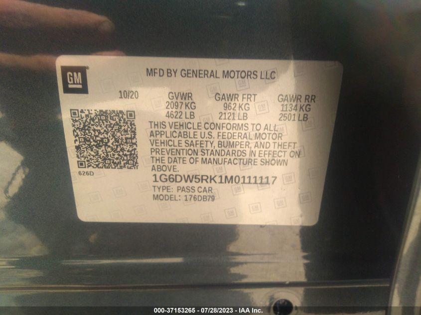 2021 CADILLAC CT5 LUXURY 1G6DW5RK1M0111117