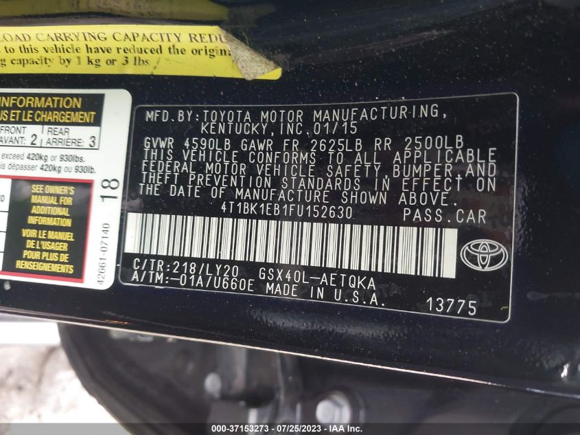 2015 TOYOTA AVALON LIMITED - 4T1BK1EB1FU152630