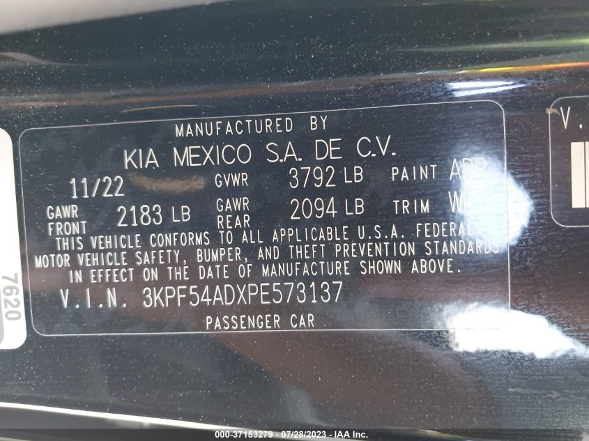 2023 KIA FORTE GT-LINE - 3KPF54ADXPE573137