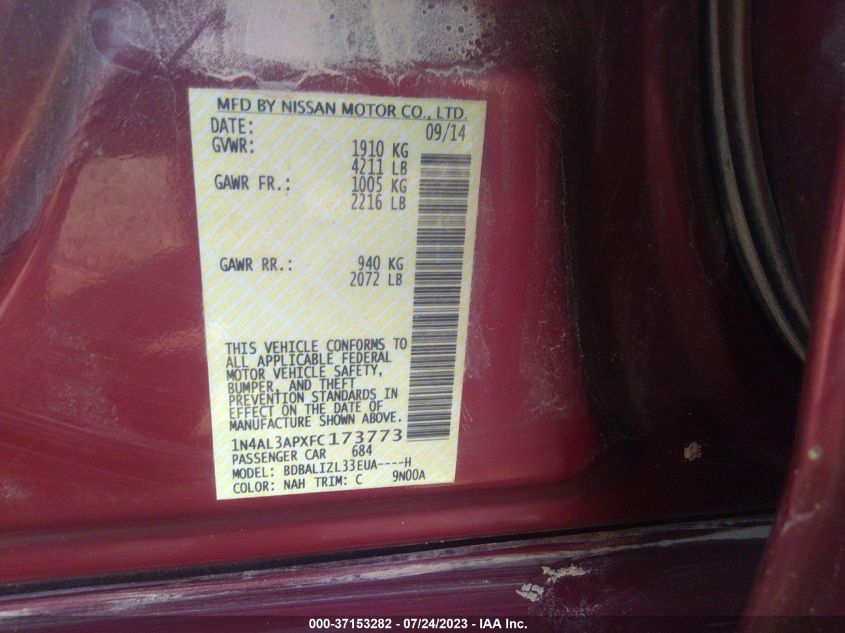 2015 NISSAN ALTIMA 2.5 SV - 1N4AL3APXFC173773