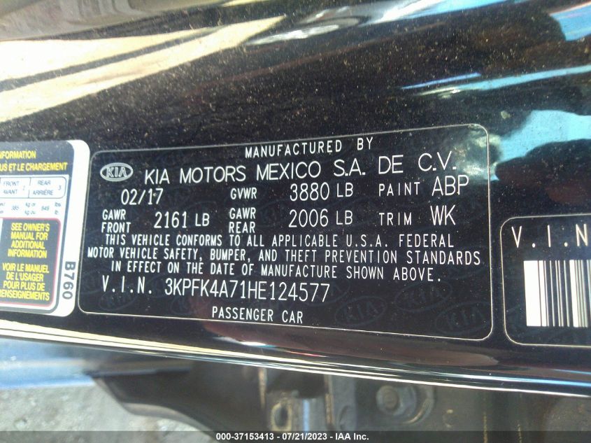 2017 KIA FORTE LX - 3KPFK4A71HE124577