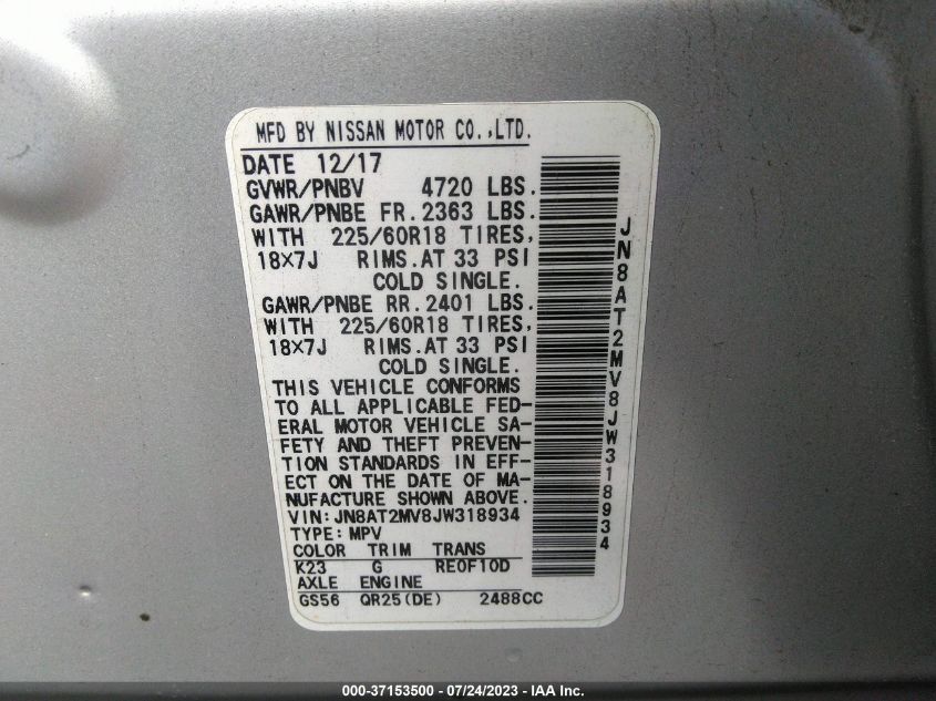 2018 NISSAN ROGUE SL - JN8AT2MV8JW318934