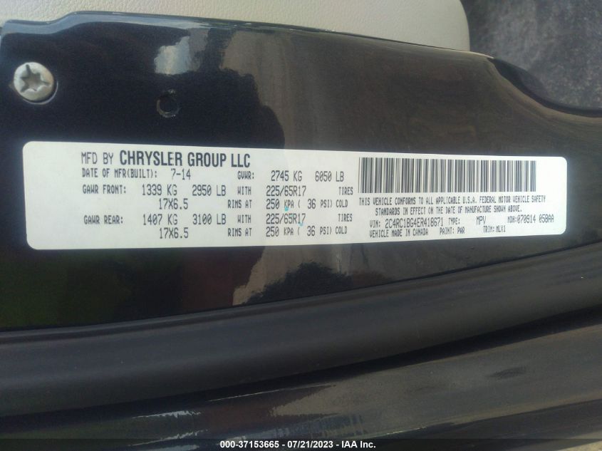 2014 CHRYSLER TOWN & COUNTRY TOURING - 2C4RC1BG4ER418671