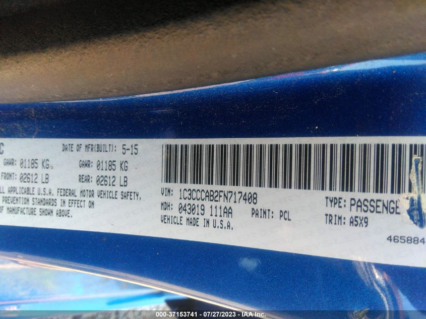 2015 CHRYSLER 200 LIMITED - 1C3CCCAB2FN717408
