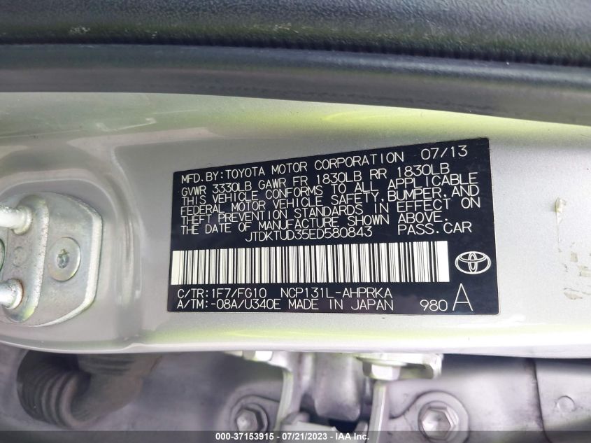 2014 TOYOTA YARIS L/SE/LE - JTDKTUD35ED580843