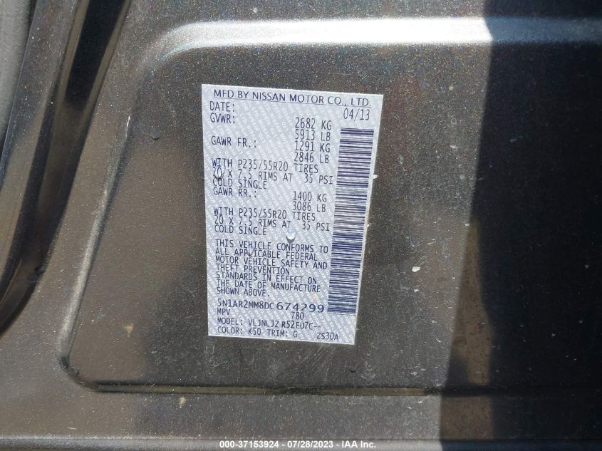 2013 NISSAN PATHFINDER PLATINUM - 5N1AR2MM8DC674299