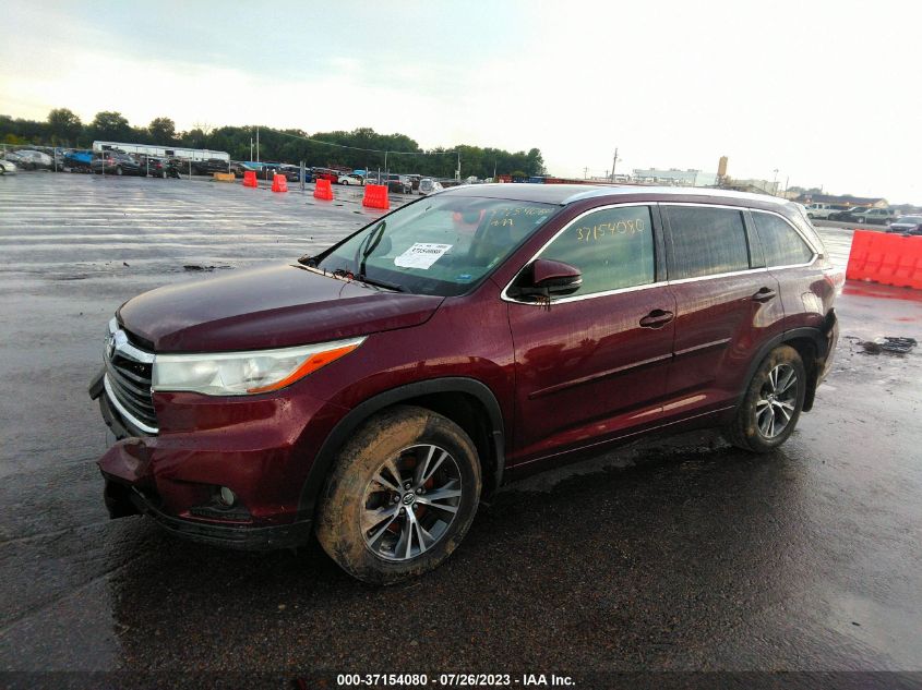 2016 TOYOTA HIGHLANDER XLE - 5TDJKRFH3GS355204