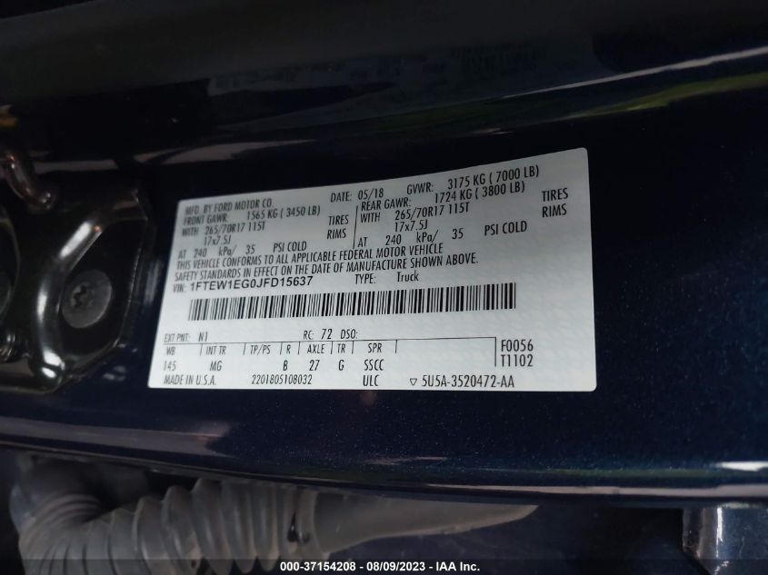 2018 FORD F-150 XL/XLT/LARIAT - 1FTEW1EG0JFD15637