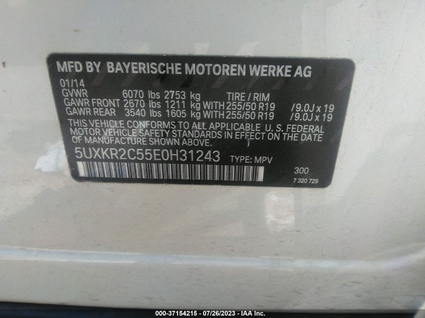 5UXKR2C55E0H31243 2014 BMW X5, photo no. 9