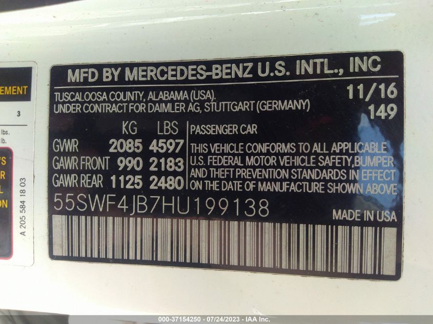 2017 MERCEDES-BENZ C-CLASS C 300 - 55SWF4JB7HU199138