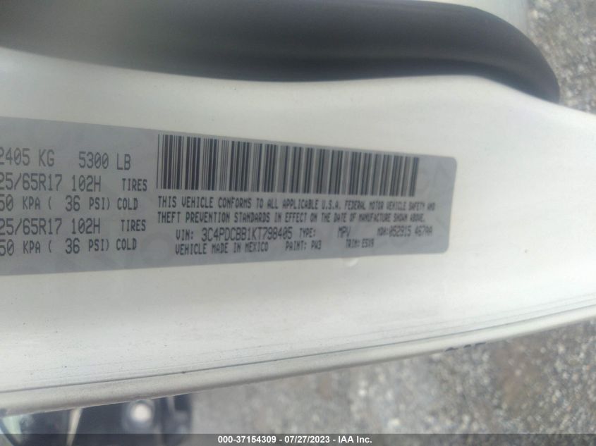 2019 DODGE JOURNEY SE - 3C4PDCBB1KT798405