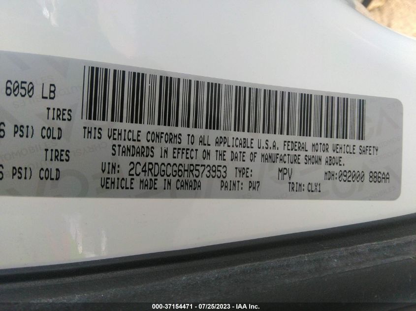 2017 DODGE GRAND CARAVAN SXT - 2C4RDGCG6HR573953