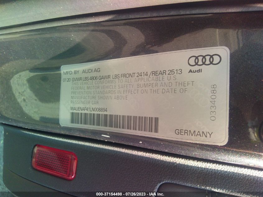 2020 AUDI A4 PREMIUM PLUS - WAUENAF41LN008894