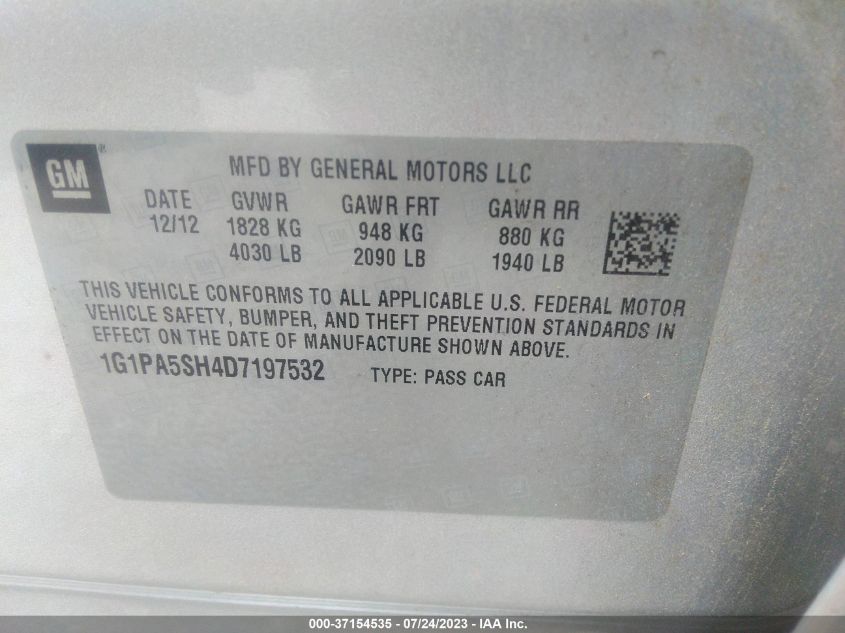 2013 CHEVROLET CRUZE LS - 1G1PA5SH4D7197532