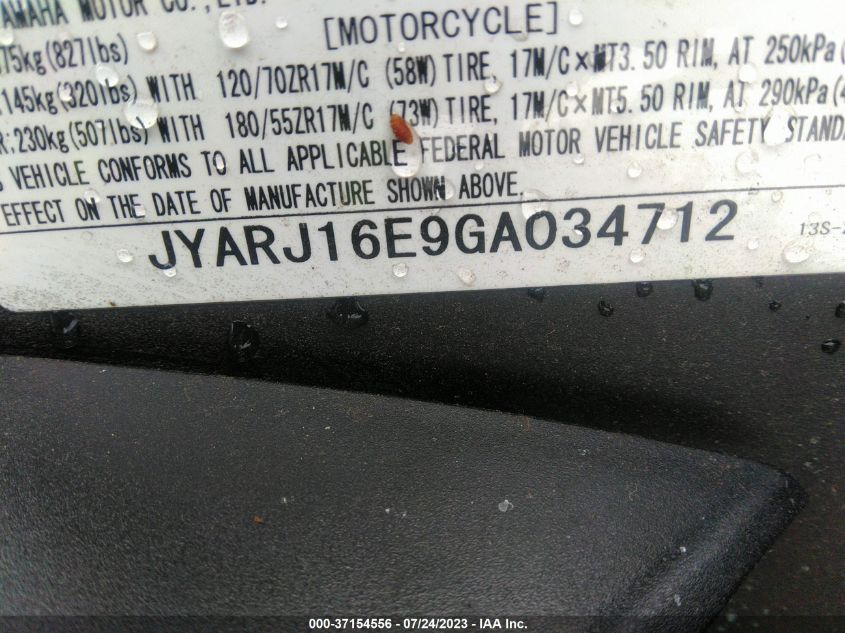 2016 YAMAHA YZFR6 JYARJ16E9GA034712