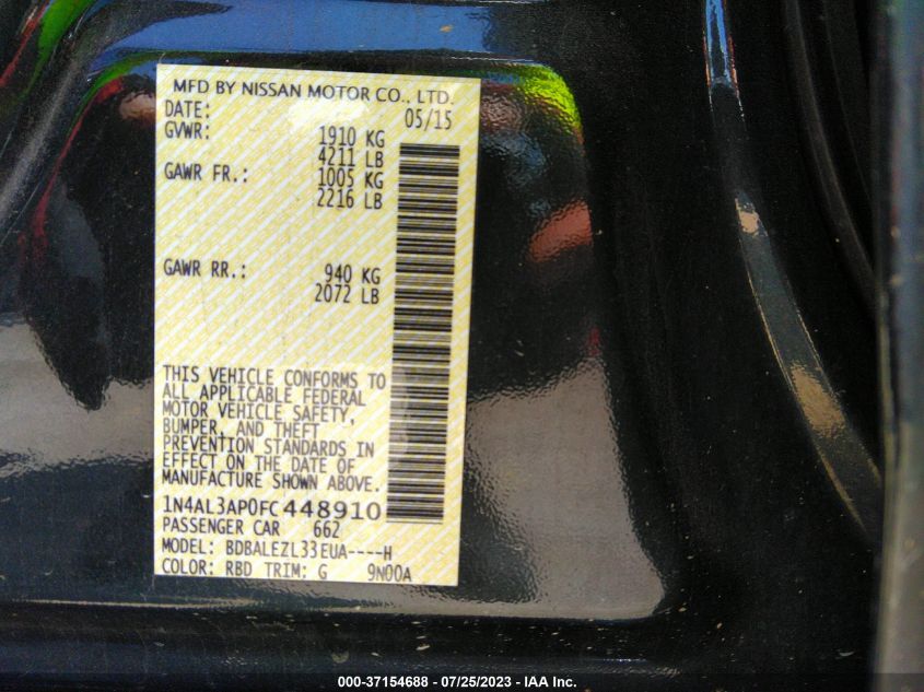 2015 NISSAN ALTIMA 2.5 - 1N4AL3AP0FC448910