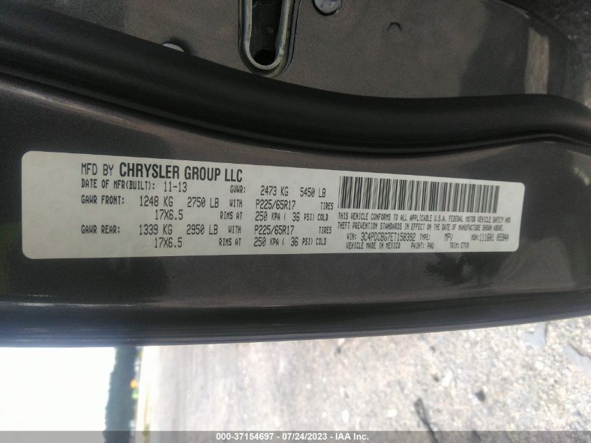 2014 DODGE JOURNEY SXT - 3C4PDCBG7ET158392