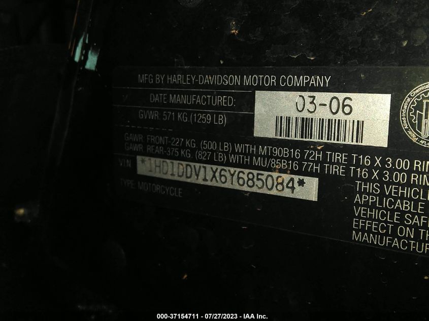 2006 HARLEY-DAVIDSON FLHT 1HD1DDV1X6Y685084