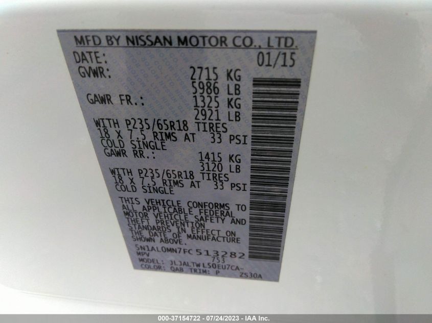 2015 INFINITI QX60 - 5N1AL0MN7FC513282