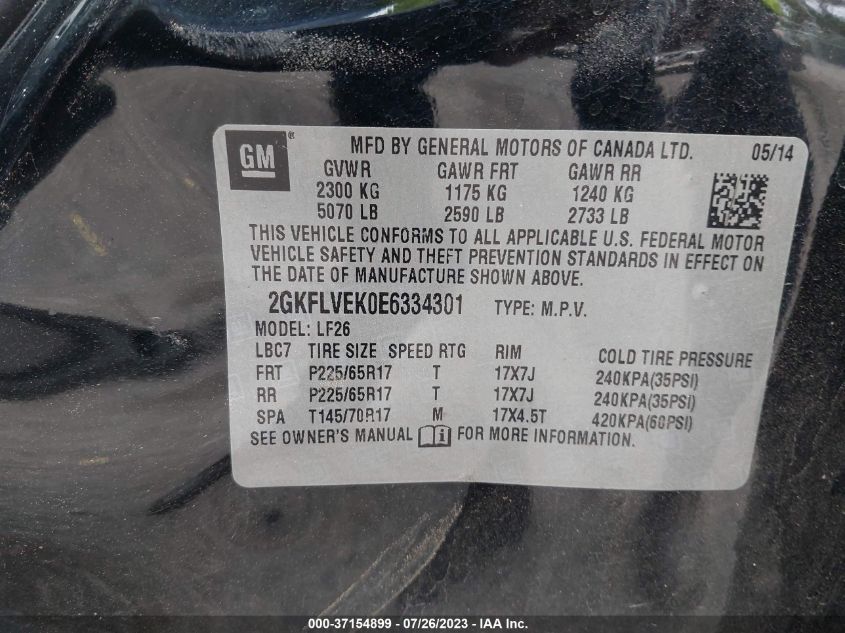 2014 GMC TERRAIN SLE - 2GKFLVEK0E6334301