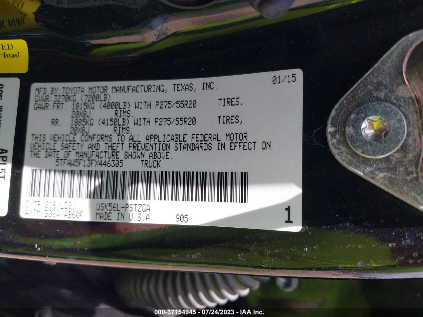 2015 TOYOTA TUNDRA 4WD TRUCK PLATINUM/1794 - 5TFAW5F13FX446305