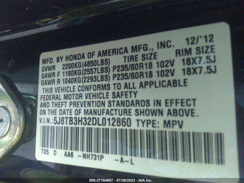 2013 ACURA RDX - 5J8TB3H32DL012860