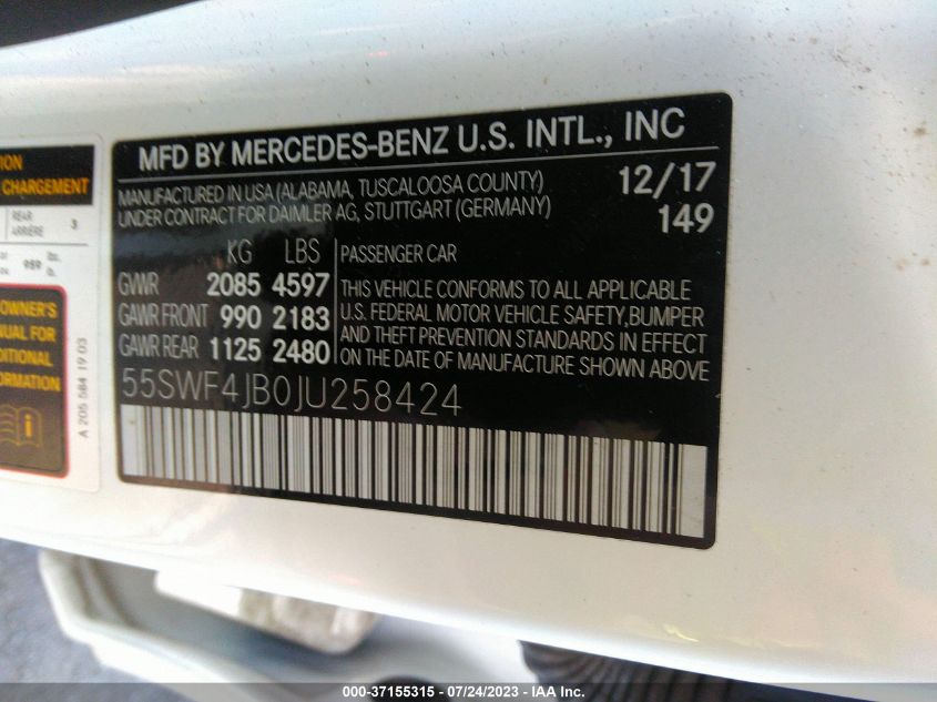 2018 MERCEDES-BENZ C-CLASS C 300 - 55SWF4JB0JU258424