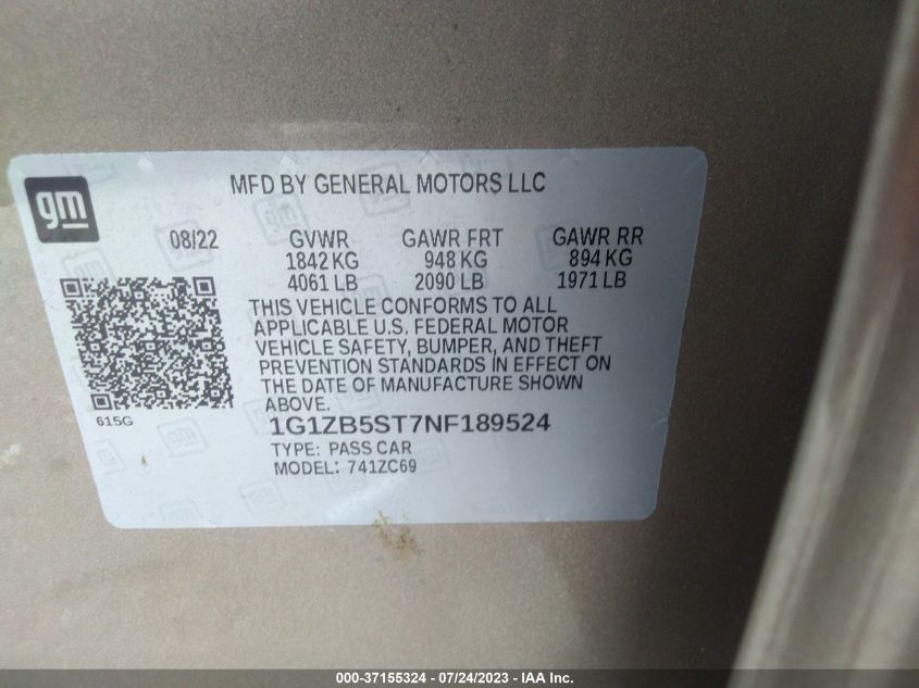 2022 CHEVROLET MALIBU LS - 1G1ZB5ST7NF189524