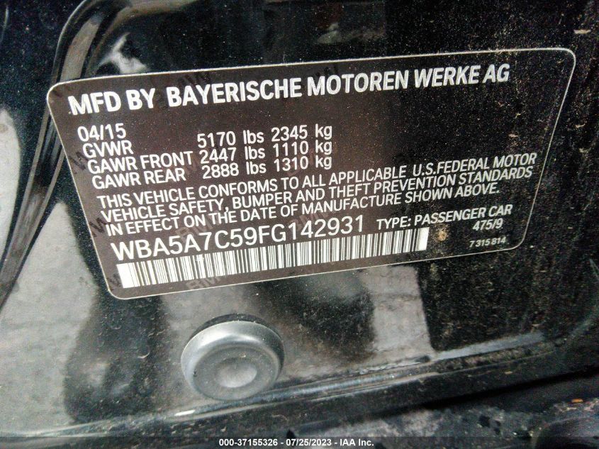2015 BMW 5 SERIES 528I XDRIVE - WBA5A7C59FG142931