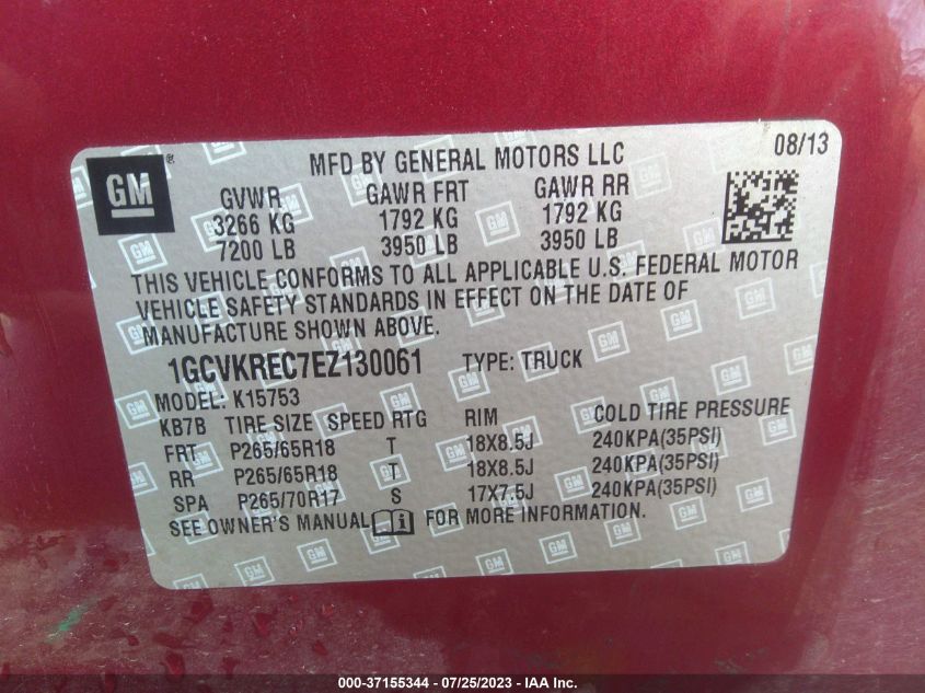 2014 CHEVROLET SILVERADO 1500 LT - 1GCVKREC7EZ130061