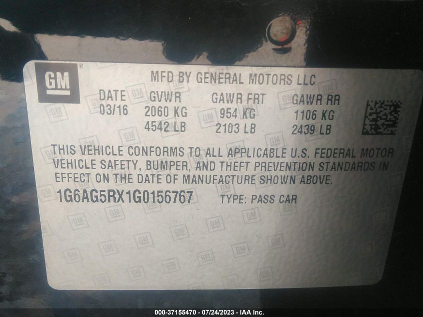 2016 CADILLAC ATS SEDAN STANDARD AWD - 1G6AG5RX1G0156767