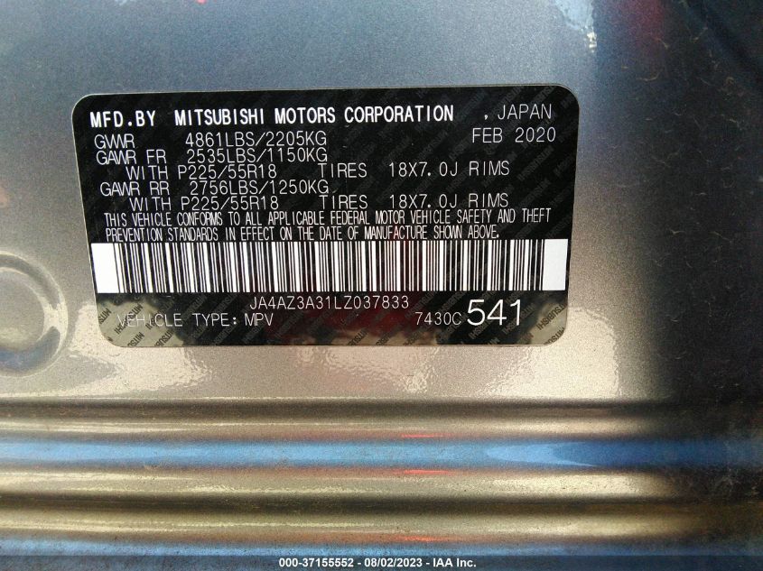 2020 MITSUBISHI OUTLANDER SE/SEL/LE - JA4AZ3A31LZ037833