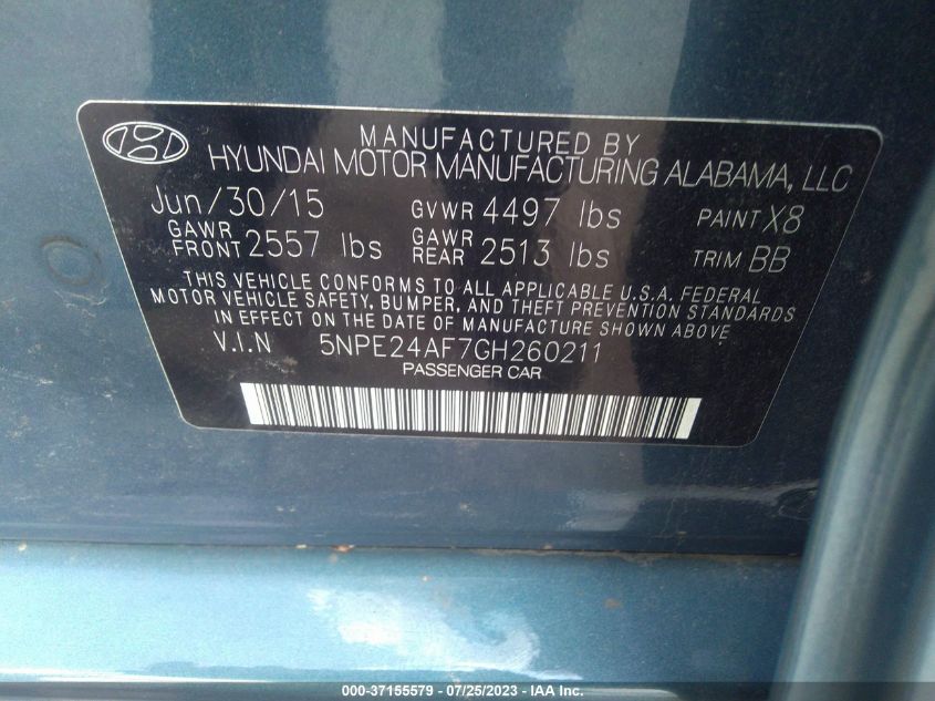 2016 HYUNDAI SONATA 2.4L SE - 5NPE24AF7GH260211