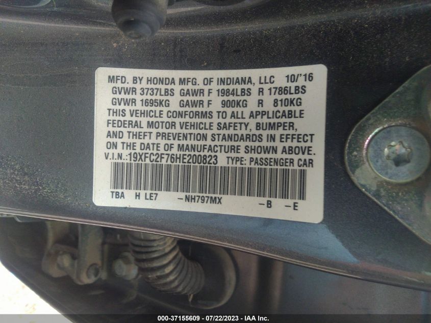 2017 HONDA CIVIC SEDAN EX - 19XFC2F76HE200823