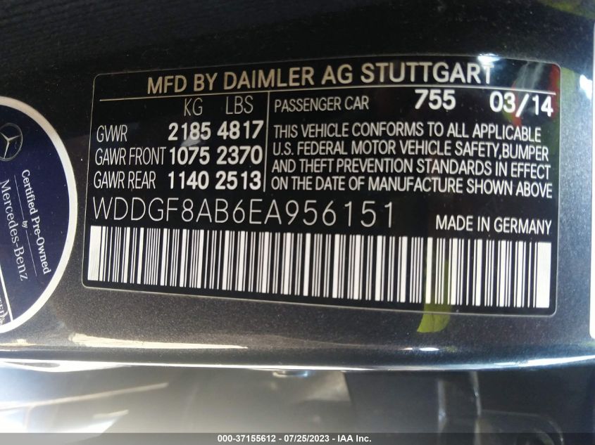 2014 MERCEDES-BENZ C-CLASS C 300 - WDDGF8AB6EA956151