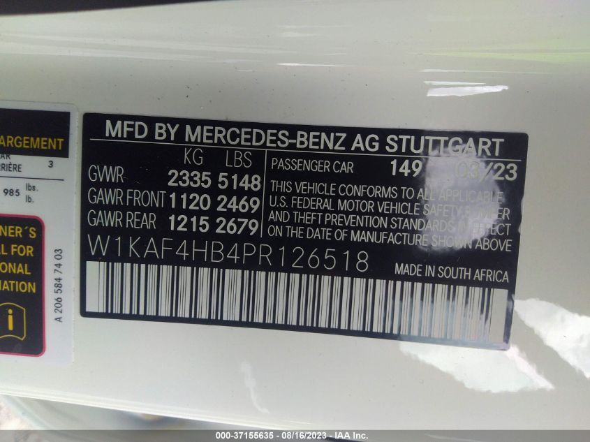 2023 MERCEDES-BENZ C-CLASS C 300 - W1KAF4HB4PR126518