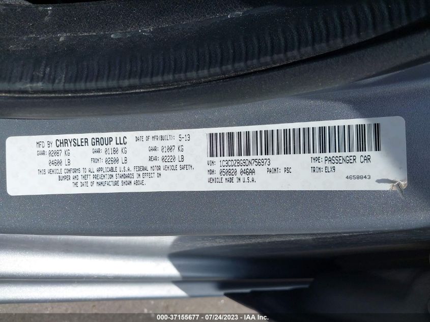 2013 DODGE AVENGER R/T - 1C3CDZBG9DN756973