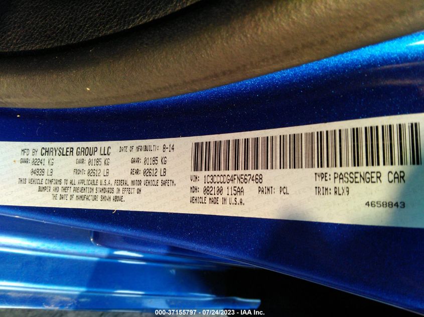 2015 CHRYSLER 200 S - 1C3CCCDG4FN567468