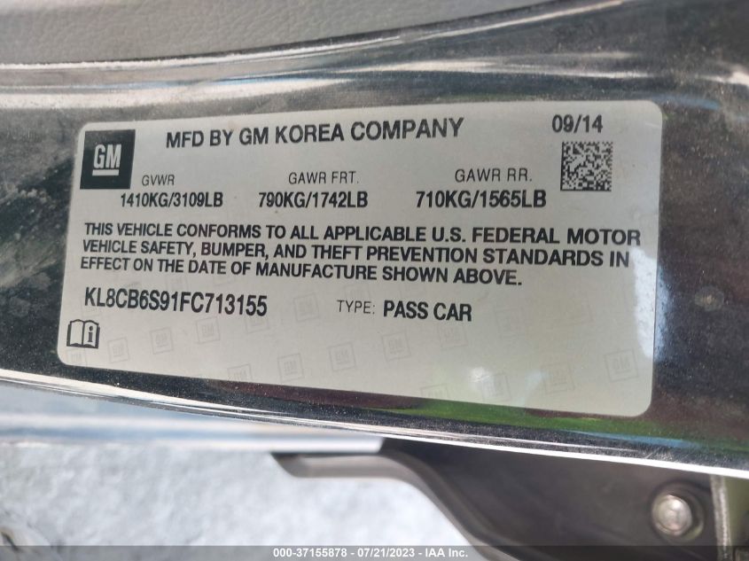 2015 CHEVROLET SPARK LS - KL8CB6S91FC713155