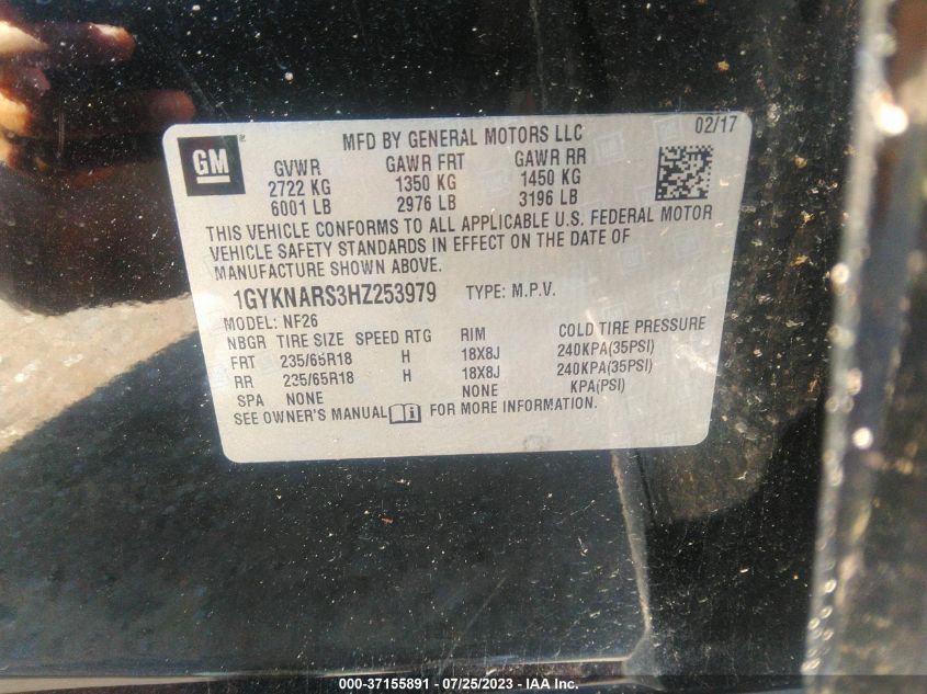 2017 CADILLAC XT5 - 1GYKNARS3HZ253979